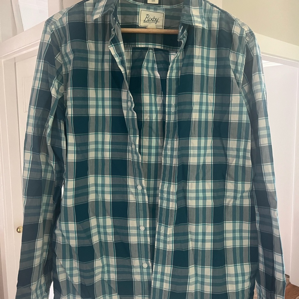 Blue and White Casual Button Down Shirt